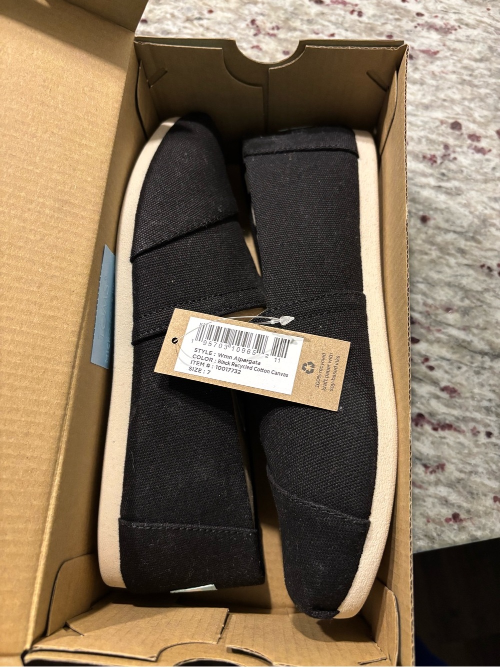 Toms Black Alpargata Canvas Slip-Ons